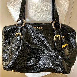 S🚫LD- Authentic Prada Black Vitello Patent EastWest Bag